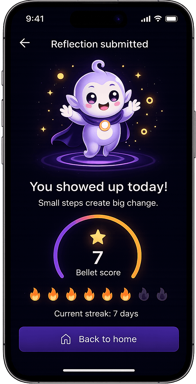 AetherMind home screen showing belief score and daily modules